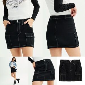 NWT SO BLACK GOTH EMO PUNK GRUNGE INDIE E-GIRL CARGO POCKET UTILITY CARGO SKIRT